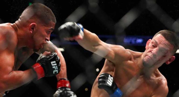 Nate Diaz allume un joint lors de sa séance d'entrainement