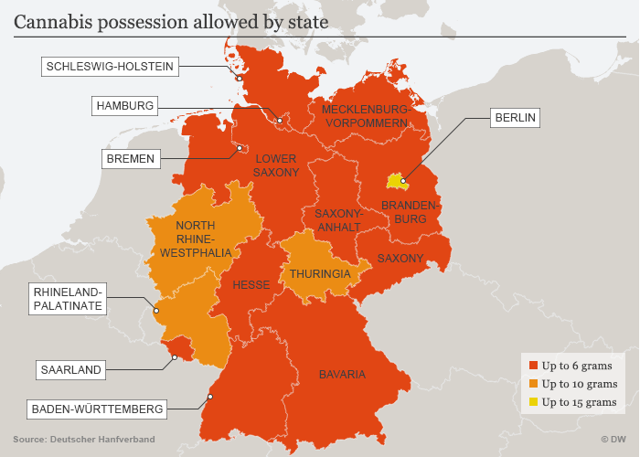 L'Allemagne autorise les petites quantités de cannabis. Infographie : Deutsche Welle 