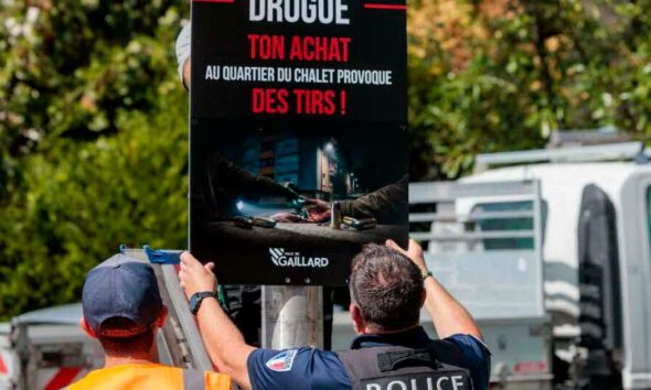 Une affiche pour lutter contre le trafic de drogue au Chalet
